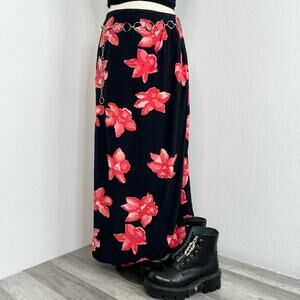 Vintage 90s Dark Floral Francine B MIDI Skirt